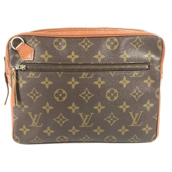 LOUIS VUITTON Monogram vintage Saxophone Bag Pouch Clutch Bag Brown - Picture 1 of 16